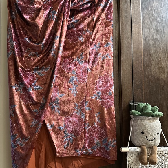 NWOT Free people Size S- Poets Velvet Sarong Skirt rust - Picture 7 of 7